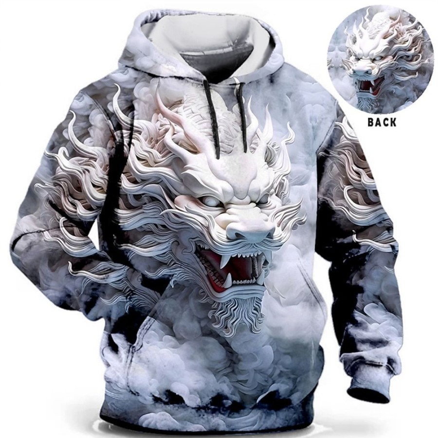 Sweats A Capuche Et Sweat-Shirts LITB | Animal Imprimes Photos Homme Du Quotidien 3D Effet Sweat Vacances Sortie Vetement De Rue Sweats A Capuche Impression Personnalisee Manche Longue Capuche Imprimer Printemps & Automne Designer