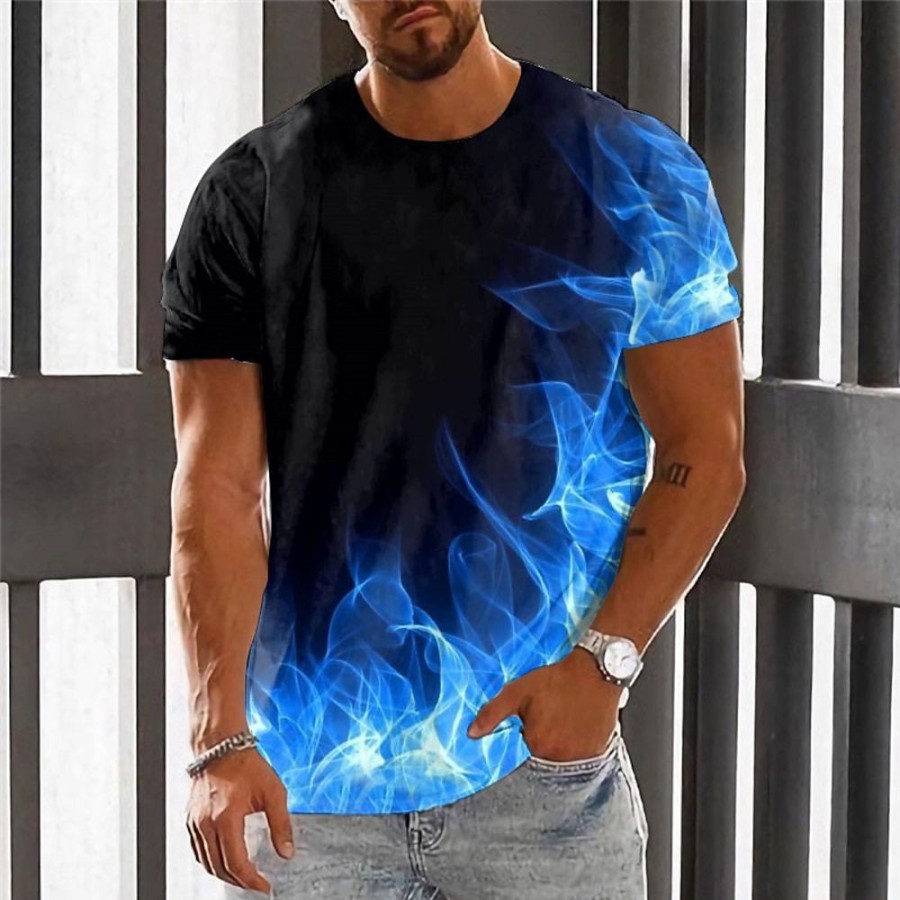 T-Shirts Et Debardeurs Pour Hommes LITB | Graphic Flamme Retro Vintage Mode Design Homme 3D Effet T Shirt Tee Chemise Flamme Exterieur Du Quotidien Des Sports T-Shirt Manche Courte Col Ras Du Cou Chemise Printemps Ete