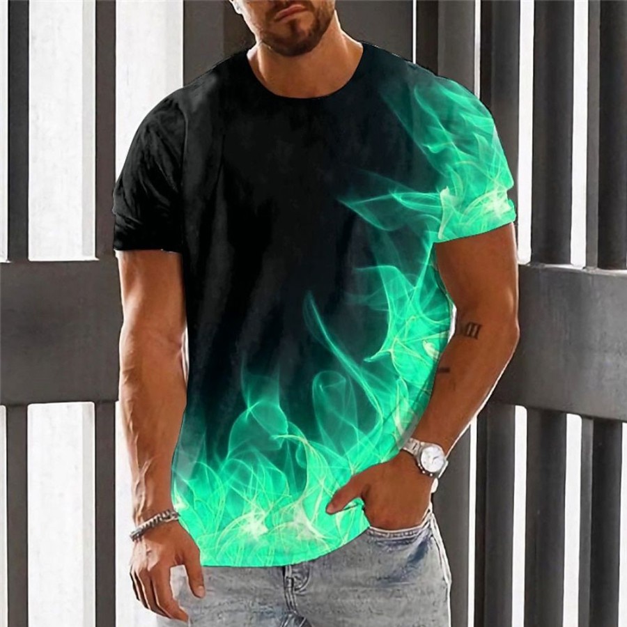 T-Shirts Et Debardeurs Pour Hommes LITB | Graphic Flamme Retro Vintage Mode Design Homme 3D Effet T Shirt Tee Chemise Flamme Exterieur Du Quotidien Des Sports T-Shirt Manche Courte Col Ras Du Cou Chemise Printemps Ete