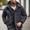 Vetements D'Exterieur Pour Hommes LITB | Homme Manteau D Hiver Veste D Hiver Doudoune Zippe Poche Toison Polyester Poche Exterieur Rendez-Vous Casual Quotidien Normal Mode Decontractees Habits De Travail Coupe Vent Chaud Hiver Plein