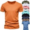 T-Shirts Et Debardeurs Pour Hommes LITB | Homme T Shirt Tee Manches Courtes Bleu Couleur Unie Col Ras Du Cou Du Quotidien Vetements Essentiel Un Jean Bleu