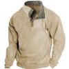 Sweats A Capuche Et Sweat-Shirts LITB | Homme Sweat Shirt Henley Plein Sport & Loisir Du Quotidien Vacances Vetement De Rue Basique Decontractees Printemps & Automne Vetement Tenue Pulls Capuche Pulls Molletonnes Kaki