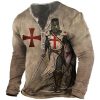 T-Shirts Et Debardeurs Pour Hommes LITB | Graphic Croix Templiere Soldier Design Basique Classique Homme 3D Effet T Shirt Tee Chemise Henley Shirt Tee Chemise Vintage Exterieur Du Quotidien Des Sports T-Shirt Manche Longue