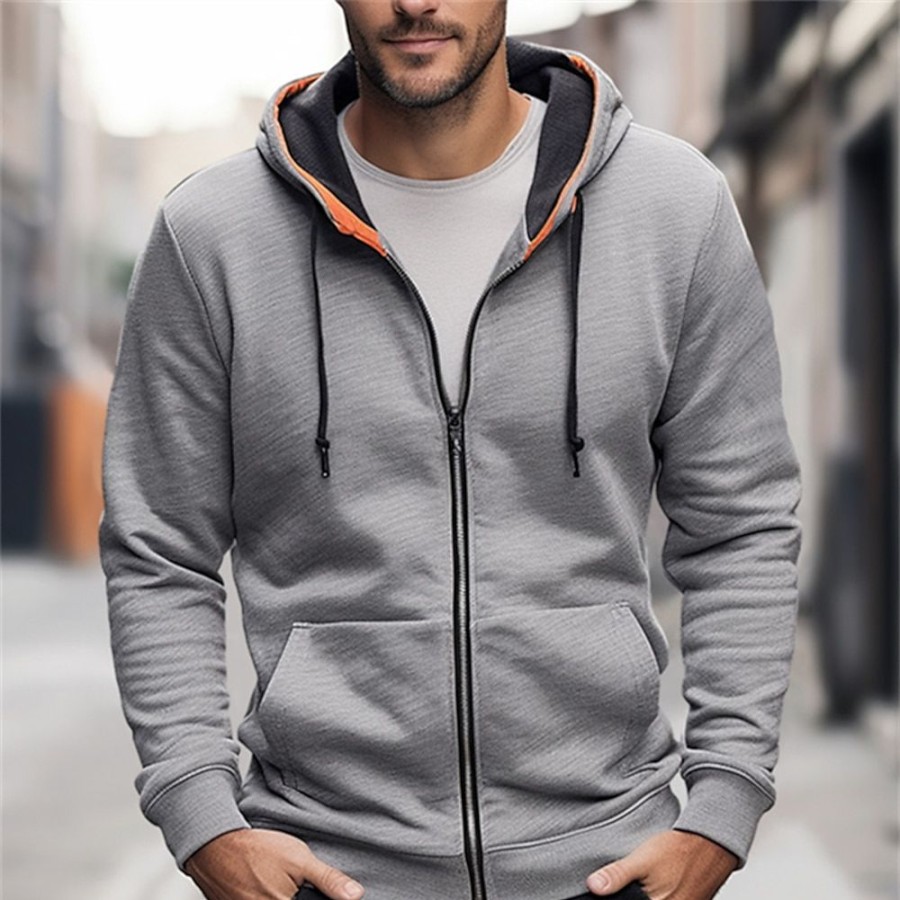 Sweats A Capuche Et Sweat-Shirts LITB | Homme Sweat A Capuche Sweats A Capuche Zippes Pardessus Capuche Plein Poche Sport & Loisir Du Quotidien Vacances Vetement De Rue Frais Decontractees Printemps