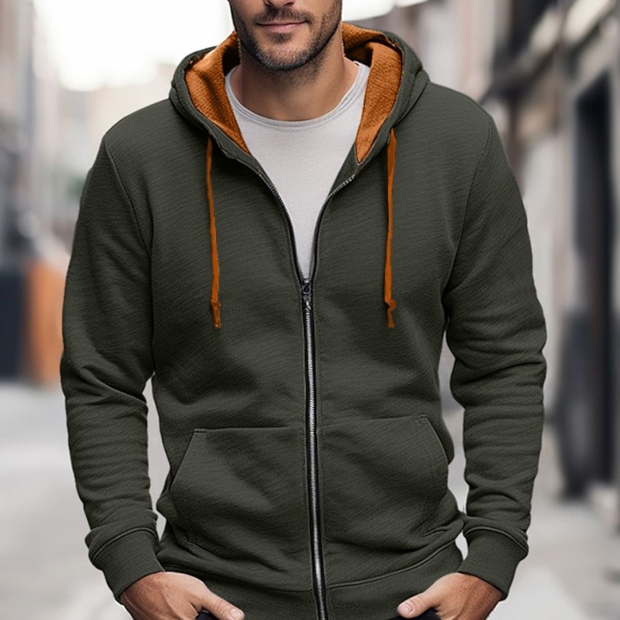 Sweats A Capuche Et Sweat-Shirts LITB | Homme Sweat A Capuche Sweats A Capuche Zippes Pardessus Capuche Plein Poche Sport & Loisir Du Quotidien Vacances Vetement De Rue Frais Decontractees Printemps