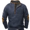 Sweats A Capuche Et Sweat-Shirts LITB | Homme Sweat Shirt Sweat-Shirt Quart De Fermeture Eclair Col Mao Plein Patchwork Poche Bloc De Couleur Sport & Loisir Du Quotidien Vacances Vetement De Rue Basique Decontractees Printemps Bleu Marine