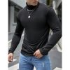 T-Shirts Et Debardeurs Pour Hommes LITB | Homme T Shirt Tee T-Shirt Chemise A Manches Longues Plein Col Roule Plein Air Vacances Manche Longue Vetement Tenue Mode Design Basique Noir