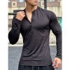 T-Shirts Et Debardeurs Pour Hommes LITB | Homme T Shirt Tee Chemises Evacuant L Humidite Chemises A Meche Seche T-Shirt Chemise A Manches Longues Plein Quarter Zip Plein Air Vacances Manche Longue Vetement Tenue Mode Sportif Basique