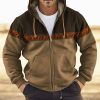 Sweats A Capuche Et Sweat-Shirts LITB | Homme Sweat A Capuche Sweat A Capuche Zippe Capuche Bloc De Couleur Vache Sport & Loisir Du Quotidien Vacances Frais Ethnique Decontractees Automne Hiver Vetement Tenue