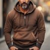 Sweats A Capuche Et Sweat-Shirts LITB | Homme Sweat A Capuche Sweat A Capuche Quart Zippe Capuche Plein Poche Sport & Loisir Du Quotidien Vacances Vetement De Rue Frais Decontractees Printemps & Automne Vetement Tenue