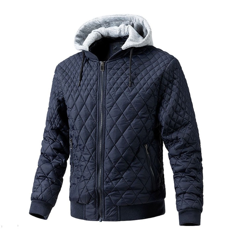 Vetements D'Exterieur Pour Hommes LITB | Homme Doudoune Veste Matelassee Zippe Poche Bureau Et Carriere Rendez-Vous Casual Quotidien Exterieur Pour Tous Les Jours Des Sports Hiver Plein Doudoune