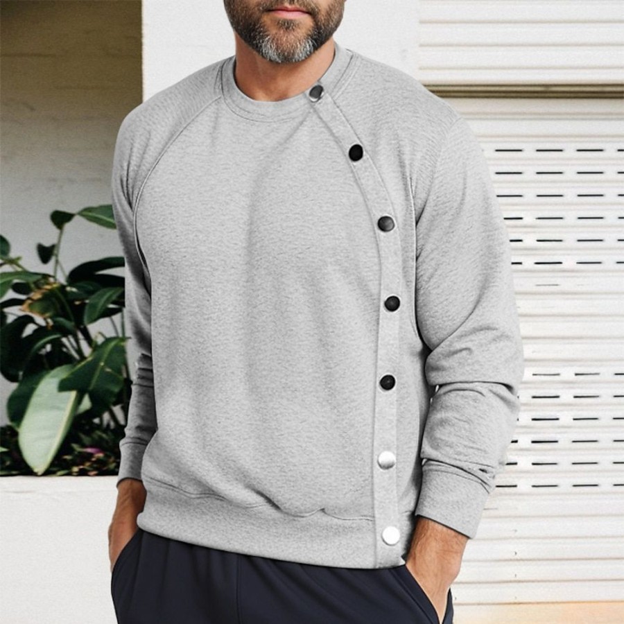 Sweats A Capuche Et Sweat-Shirts LITB | Homme Sweat Shirt Col Ras Du Cou Plein Sport & Loisir Du Quotidien Vacances Vetement De Rue Basique Decontractees Printemps & Automne Vetement Tenue Pulls Capuche Pulls