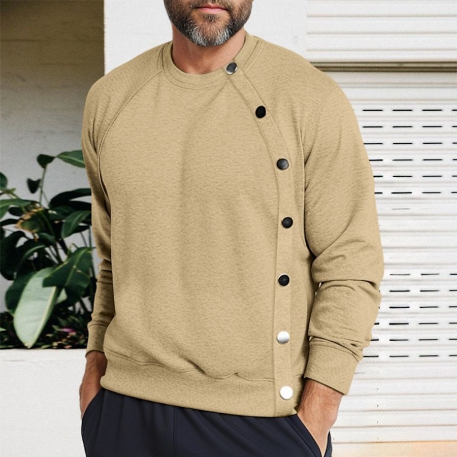 Sweats A Capuche Et Sweat-Shirts LITB | Homme Sweat Shirt Col Ras Du Cou Plein Sport & Loisir Du Quotidien Vacances Vetement De Rue Basique Decontractees Printemps & Automne Vetement Tenue Pulls Capuche Pulls