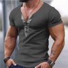 T-Shirts Et Debardeurs Pour Hommes LITB | Homme T Shirt Tee T-Shirt Plein Col V Plein Air Vacances Manche Longue Lacet Vetement Tenue Mode Design Basique