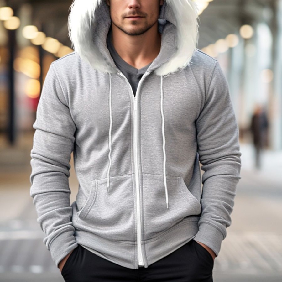 Sweats A Capuche Et Sweat-Shirts LITB | Homme Sweat A Capuche Sweat A Capuche Zippe Pardessus Capuche Plein Sport & Loisir Du Quotidien Vacances Vetement De Rue Frais Decontractees Automne Hiver Vetement Tenue Pulls Capuche