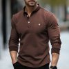 T-Shirts Et Debardeurs Pour Hommes LITB | Homme T Shirt Tee Chemise Henley Shirt T-Shirt Chemise A Manches Longues Bloc De Couleur Henley Plein Air Vacances Manche Longue Patchwork Vetement Tenue Mode Design Basique