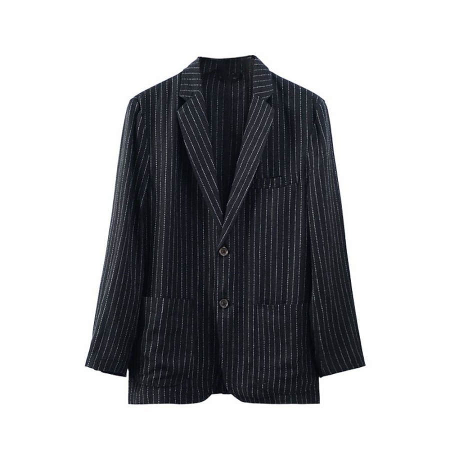 Boutique De Linge LITB | 100% Lin Homme Blazer En Lin Blazer Entreprise Robe Ceremonie Fete De Mariage Mode Decontractees Printemps & Automne Plein Poche Decontracte / Quotidien Boutonnage Simple Veste