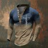 T-Shirts Et Debardeurs Pour Hommes LITB | Graphic Bloc De Couleur Foi Du Quotidien Retro Vintage Decontractees Homme 3D Effet Chemise Henley Shirt Vacances Sortie Festival T-Shirt Manche Longue Henley Chemise Printemps