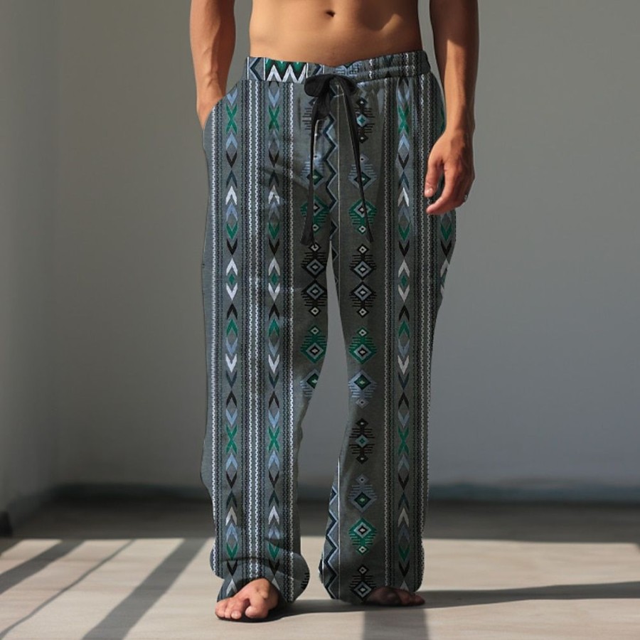 Boutique De Linge LITB | Tribal Geometrie Retro Vintage Homme Impression 3D Pantalon En Lin Pantalon Exterieur Plein Air Sortie Polyester S M L Taille Mediale Elasticite Pantalon