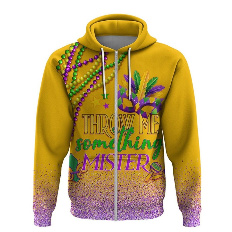 Sweats A Capuche Et Sweat-Shirts LITB | Carnaval Imprimes Graphiques Masque Sport Pour Hommes Impression 3D Sweat A Capuche Zippe Vacances Streetwear Sweats A Capuche Imprime A Capuche Ressort Ensache& Sweat A Capuche De