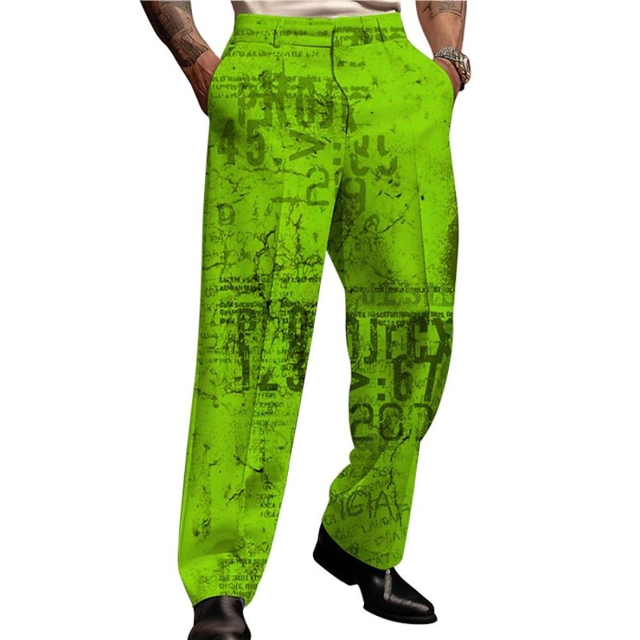 Bas Pour Hommes LITB | Lettre Graffiti Retro Vintage Entreprise Homme Impression 3D Pantalon De Costume Pantalon Exterieur Plein Air Travail Polyester S M L Taille Haute Elasticite Pantalon