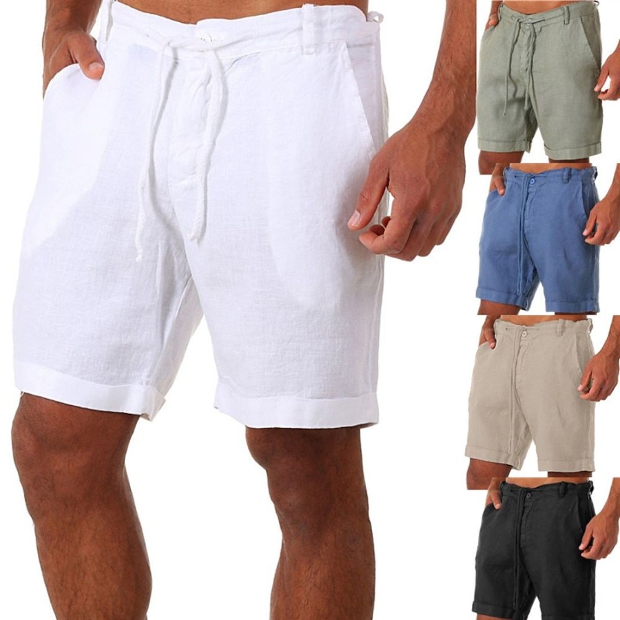 Bas Pour Hommes LITB | Short En Lin Homme Yoga Aptitude Exercice Physique Bas Coton Des Sports Tenues De Sport Micro-Elastique Ample / Athleisure