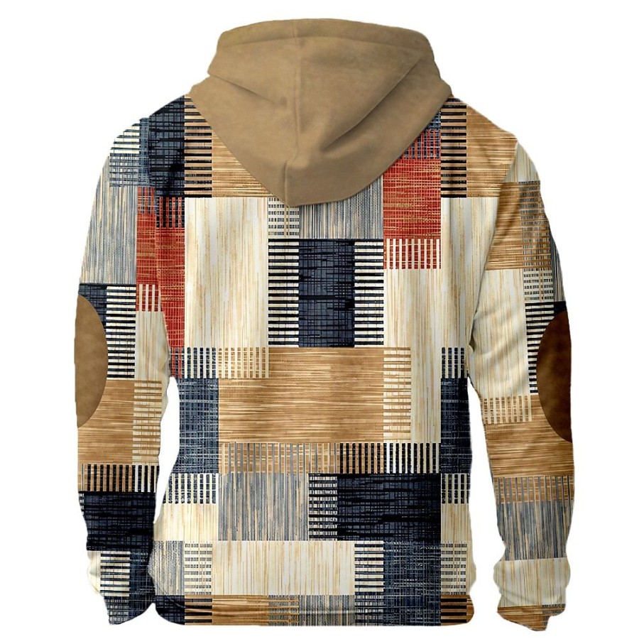 Sweats A Capuche Et Sweat-Shirts LITB | Patchwork Veste Hommes Graphique A Capuche Imprime Quotidien Classique Decontracte 3D Polaire Vetements D Exterieur Vacances Aller Sweats A Capuche Long Plaid Hiver Laine