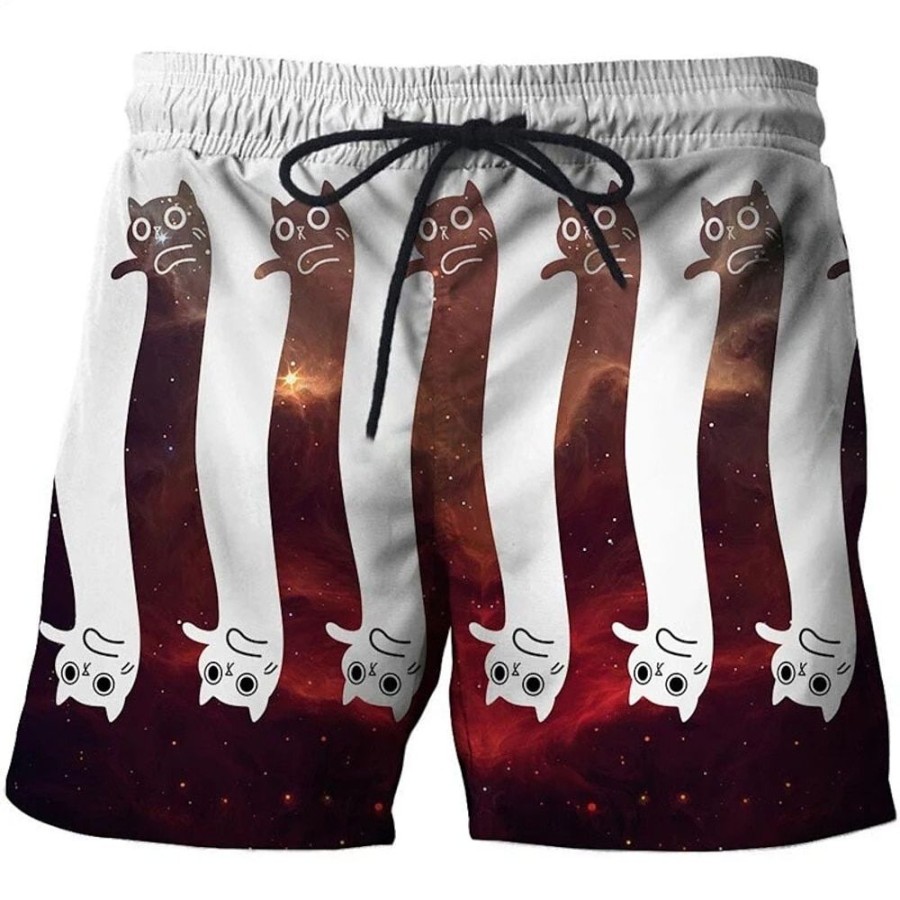 Bas Pour Hommes LITB | Homme Surf Boardshort Short De Bain Short De Bain Cordon Avec Doublure En Maille Taille Elastique Chat Sechage Rapide Court Vacances Plage Hawaien Decontractees Micro-Elastique