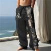 Bas Pour Hommes LITB | Homme Pantalon En Lin Pantalon Pantalon Ete Pantalon De Plage Cordon Taille Elastique Impression 3D Bloc De Couleur Imprimes Photos Confort Casual Du Quotidien Vacances 20% Lin Style Ethnique Retro