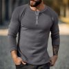 T-Shirts Et Debardeurs Pour Hommes LITB | Homme T Shirt Tee Chemise Henley Gaufree Chemise Henley Shirt T-Shirt Chemise A Manches Longues Plein Henley Plein Air Vacances Manche Longue Vetement Tenue Mode Design Basique