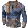 T-Shirts Et Debardeurs Pour Hommes LITB | Graphic Bloc De Couleur Mosaique Design Decontractees Millesime Retro Homme 3D Effet Chemise Henley Shirt T-Shirt Gaufre Sport Exterieur Vacances Festival T-Shirt Manche Longue Henley