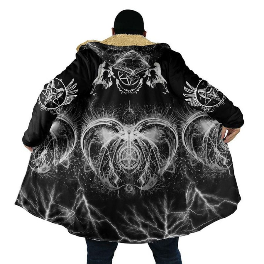 Vetements D'Exterieur Pour Hommes LITB | Tribal Totem Impression Bandana Abstrait Gothique Homme Veste Polaire Manteau Veste A Capuche Usage Quotidien Sortie Automne Hiver Capuche Manche Longue S M L Polyester Veste Noir