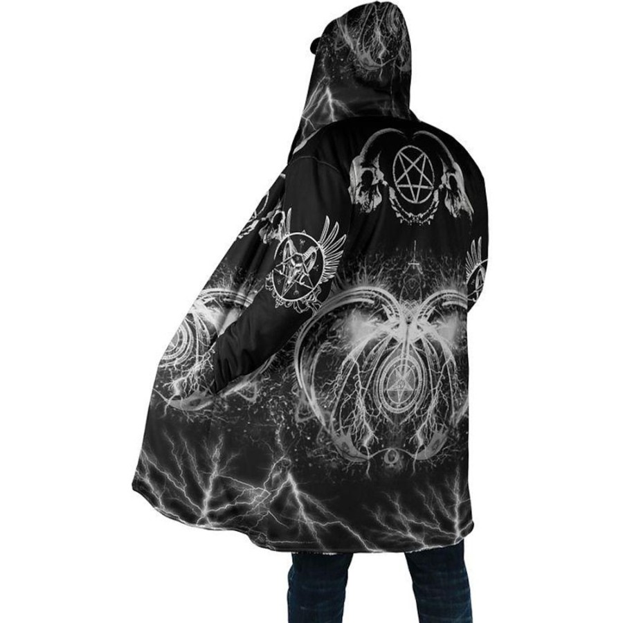 Vetements D'Exterieur Pour Hommes LITB | Tribal Totem Impression Bandana Abstrait Gothique Homme Veste Polaire Manteau Veste A Capuche Usage Quotidien Sortie Automne Hiver Capuche Manche Longue S M L Polyester Veste Noir