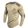 T-Shirts Et Debardeurs Pour Hommes LITB | Chemise Graphique Pour Hommes Bovins Createur De Mode Decontracte Impression 3D Tee Sport Vacances En Plein Air Manches Longues Col Rond Taureau Et Fleche Militaire Coton Cowboy