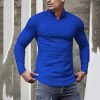 T-Shirts Et Debardeurs Pour Hommes LITB | Homme T Shirt Tee T-Shirt En Tricot Gaufre T-Shirt Chemise A Manches Longues Plein Quarter Zip Plein Air Vacances Manche Longue Vetement Tenue Mode Design Basique