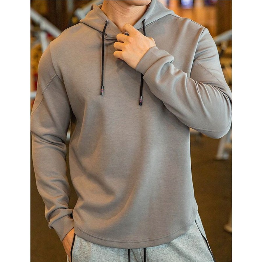 Sweats A Capuche Et Sweat-Shirts LITB | Homme Sweat A Capuche Capuche Plein Sport & Loisir Du Quotidien Vacances Vetement De Rue Frais Decontractees Printemps & Automne Vetement Tenue Pulls Capuche Pulls Molletonnes Gris