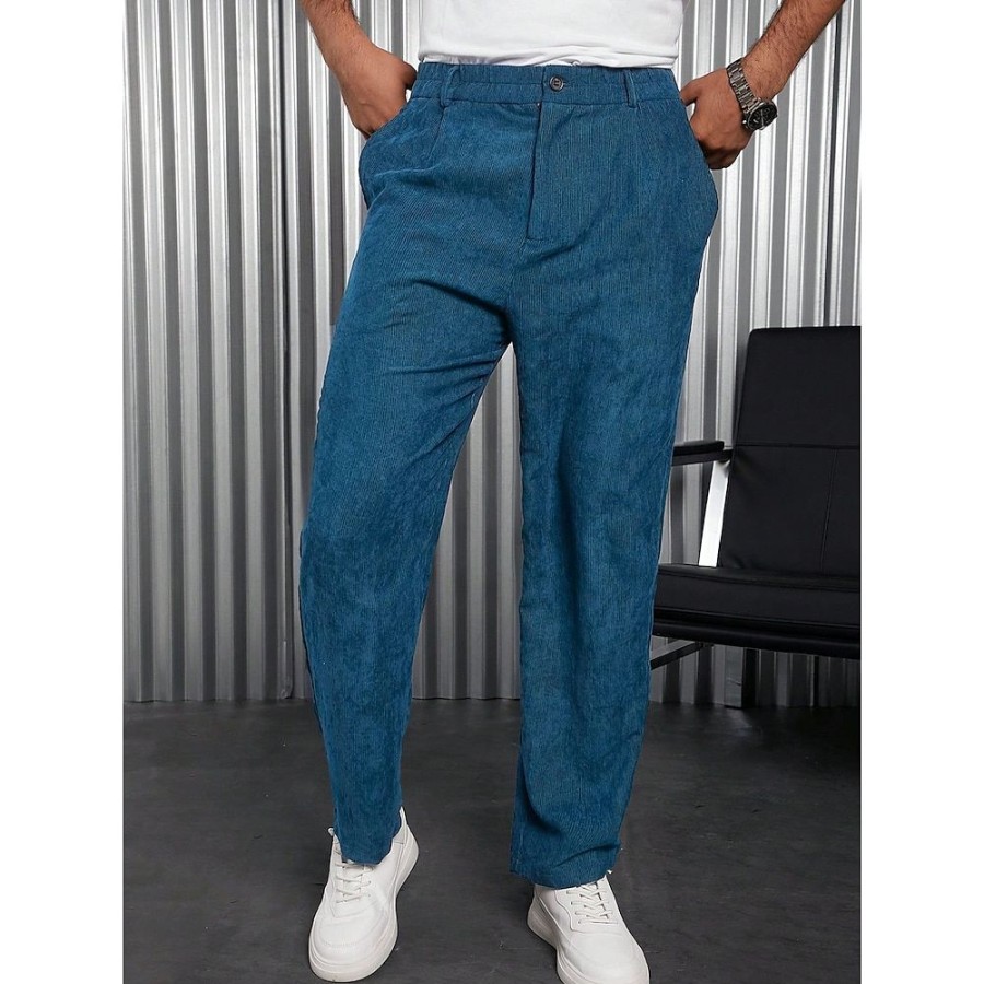 Bas Pour Hommes LITB | Homme Pantalon De Costume Pantalon En Velours Cotele Pantalon Pantalon De Costume Poche Plein Confort Respirable Exterieur Du Quotidien Sortie Mode Decontractees Bleu