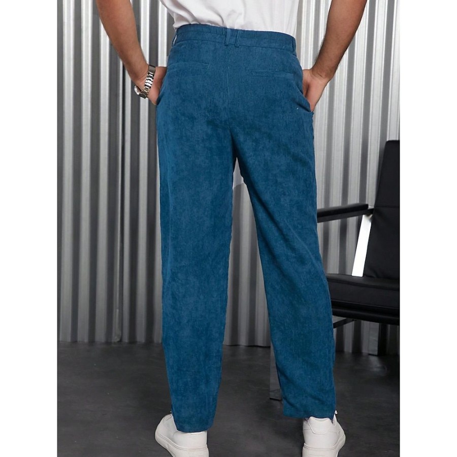 Bas Pour Hommes LITB | Homme Pantalon De Costume Pantalon En Velours Cotele Pantalon Pantalon De Costume Poche Plein Confort Respirable Exterieur Du Quotidien Sortie Mode Decontractees Bleu