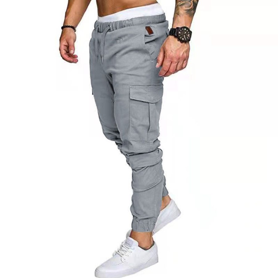 Bas Pour Hommes LITB | Homme Pantalon Cargo Pantalon Jogging Pantalon Cordon Decontractees Exterieur Sortie Casual Quotidien Micro-Elastique Respirable Couleur Pleine Taille Mediale S M L