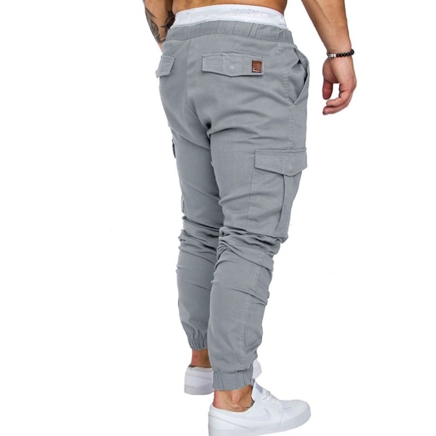 Bas Pour Hommes LITB | Homme Pantalon Cargo Pantalon Jogging Pantalon Cordon Decontractees Exterieur Sortie Casual Quotidien Micro-Elastique Respirable Couleur Pleine Taille Mediale S M L