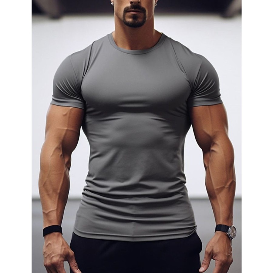 T-Shirts Et Debardeurs Pour Hommes LITB | Homme T Shirt Tee T-Shirt Plein Col Ras Du Cou Vacances Casual Quotidien Manches Courtes Sechage Rapide Vetement Tenue Sportif Basique