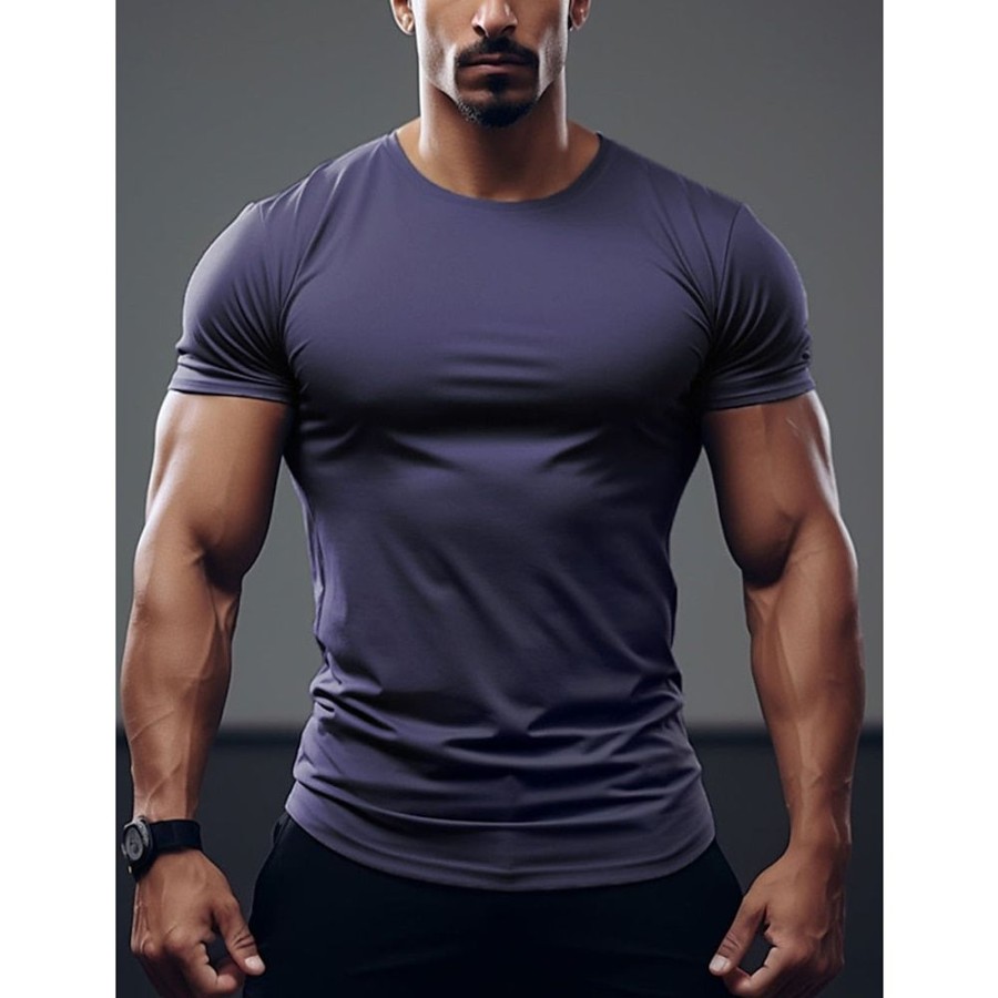 T-Shirts Et Debardeurs Pour Hommes LITB | Homme T Shirt Tee T-Shirt Plein Col Ras Du Cou Vacances Casual Quotidien Manches Courtes Sechage Rapide Vetement Tenue Sportif Basique