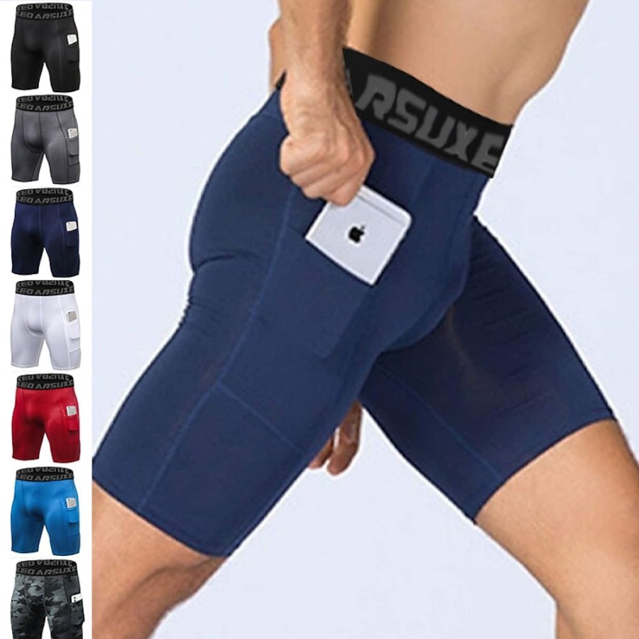 Bas Pour Hommes Arsuxeo | Arsuxeo Homme Short Cuissard Running Course Cuissard Avec Poche Telephone Taille Haute Sous Vetement Athletique Spandex Etirement A 4 Voies Respirable Sechage Rapide Yoga Aptitude Exercice Physique