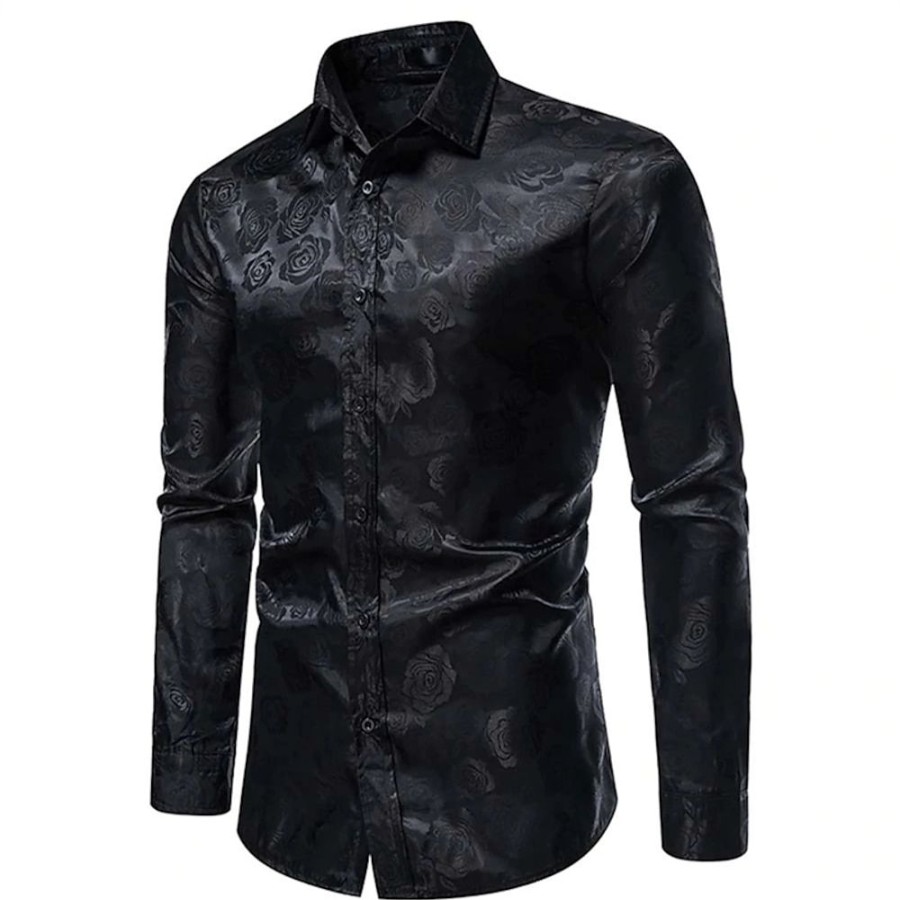 Chemises Pour Hommes LITB | Homme Chemise Satine Chemise Graphic Col Rabattu Exterieur Casual Manches Longues Bouton Bas Vetement Tenue Mode Casual Respirable Confortable / Ete