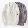 Boutique De Linge LITB | 100% Lin Homme Blazer En Lin Blazer Entreprise Robe Ceremonie Fete De Mariage Mode Decontractees Printemps & Automne Rayure Poche Decontracte / Quotidien Boutonnage Simple Veste