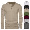 T-Shirts Et Debardeurs Pour Hommes LITB | Homme T Shirt Tee Chemise Henley Shirt T-Shirt En Tricot Gaufre T-Shirt Chemise A Manches Longues Plein Henley Plein Air Vacances Manche Longue Vetement Tenue Mode Design Basique