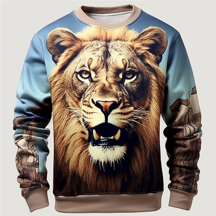 Sweats A Capuche Et Sweat-Shirts LITB | Graphic Animal Homme Mode 3D Effet Sweat A Capuche Vacances Sortie Vetement De Rue Sweats Manche Longue Col Ras Du Cou Imprimer Printemps & Automne Designer Sweat A Capuche