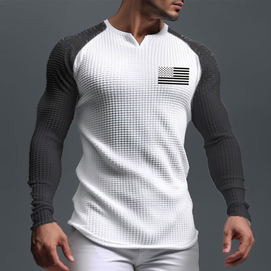 T-Shirts Et Debardeurs Pour Hommes LITB | Graphic Drapeau National Du Quotidien Classique Exterieur Homme 3D Effet T Shirt Tee T-Shirt Raglan T-Shirt Gaufre Sport Exterieur Casual Sortie T-Shirt Manche Longue