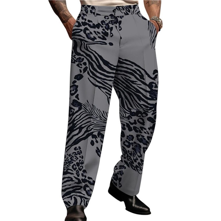 Bas Pour Hommes LITB | Leopard Entreprise Abstrait Homme Impression 3D Pantalon De Costume Pantalon Exterieur Plein Air Travail Polyester S M L Taille Haute Elasticite Pantalon