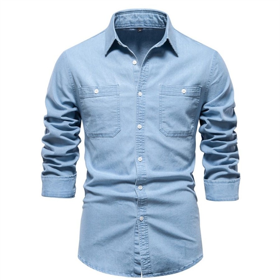 Chemises Pour Hommes LITB | Homme Chemise Chemise Boutonnee Chemise Decontractee Manche Longue Plein Revers Du Quotidien Vacances Poche Avant Vetement Tenue Mode Decontractees Confortable